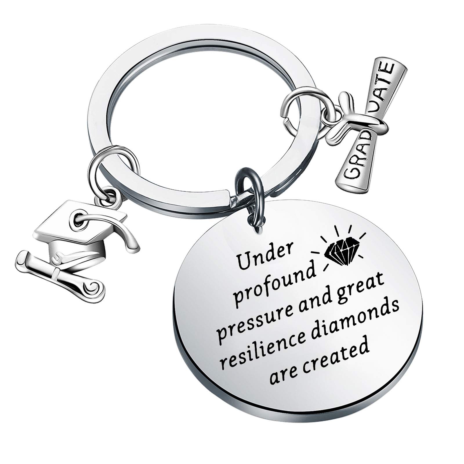 MYSOMY Graduation Keychain Class of 2022 Gift Under Profound Pressure And Great Resilience Diamons Are Created Keychain Graduation Inspired Jewelry For Her Him