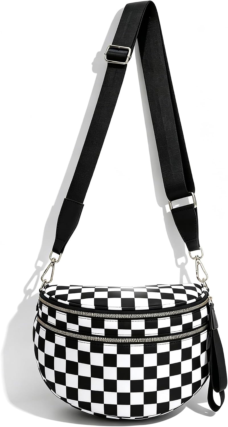 Checkered Crossbody Bag for Women