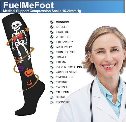 Miniatura 82 de FuelMeFoot - Paquete de 3 calcetines de compresión de color cobre, calcetines de compresión para mejorar la circulación, para mujeres y hombres