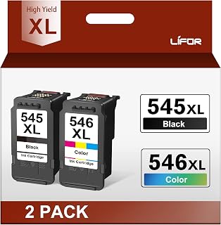 LIFOR Ink Cartridges 545 and 546 XL for Canon 545 546 Ink Cartridges 545XL 546XL PG-545XL CL-546XL for Pixma TS3355 TS3350 TS3150 MG3050 MG2550S MG2950 TR4550 TR4551 TR4650 MX495(1 Black 1 Colour)