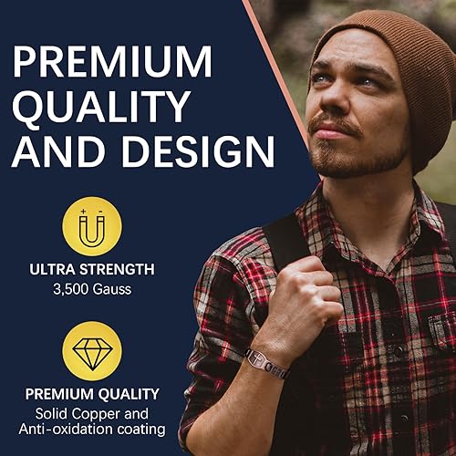 Miniatura 6 de Jecanori Pulseras de cobre para hombres, pulseras magnéticas eficaces para mujeres con 3800 imanes Gauss