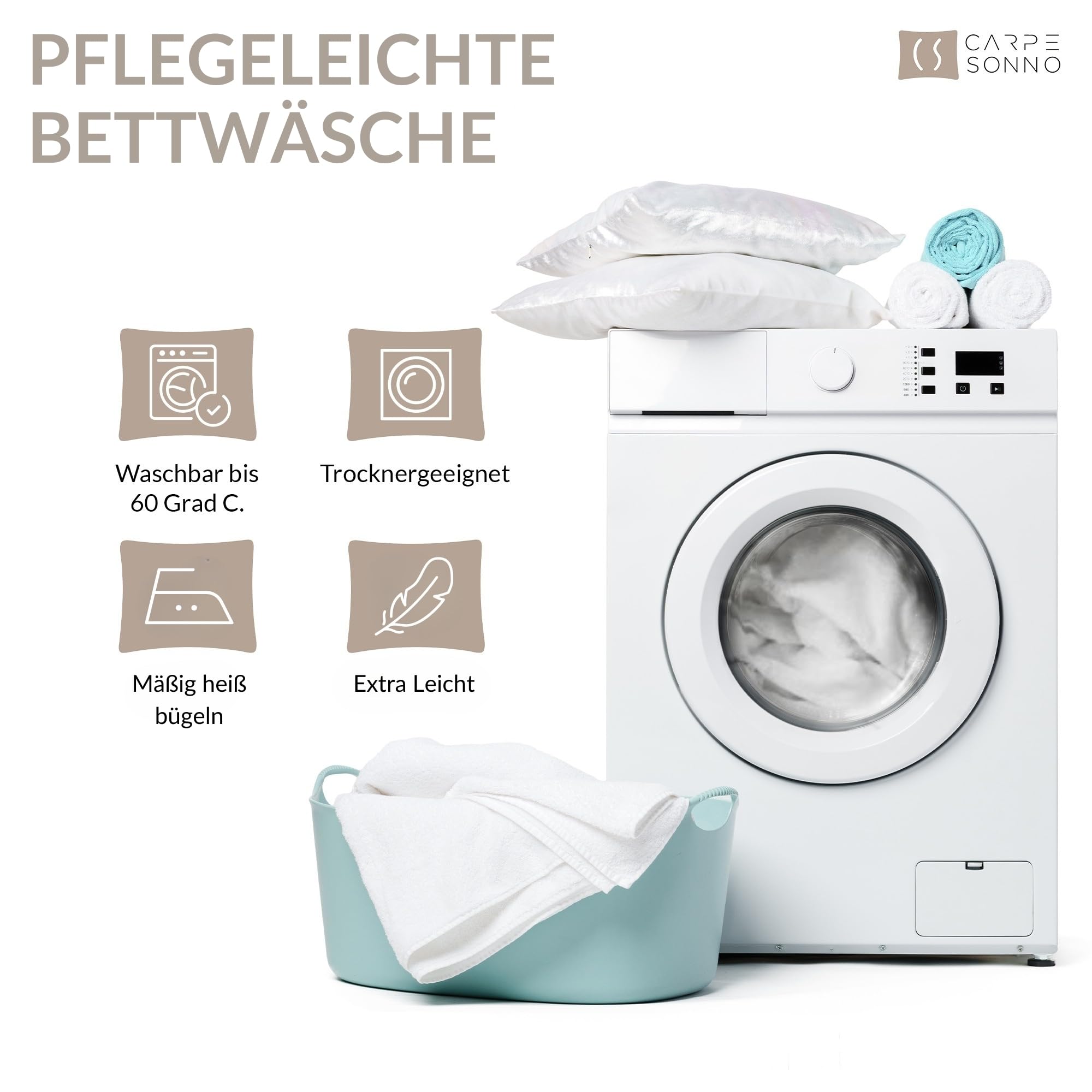 Carpe Sonno® Bettwäsche 135x200 Baumwolle 4teilig | Bettwäsche 4teilig | Bettbezug 135 x 200 4 teilig Bettwäsche 135x200 4teilig | Bettwäsche-Sets als Allergiker Bettwäsche Baumwolle 135x200 geeignet