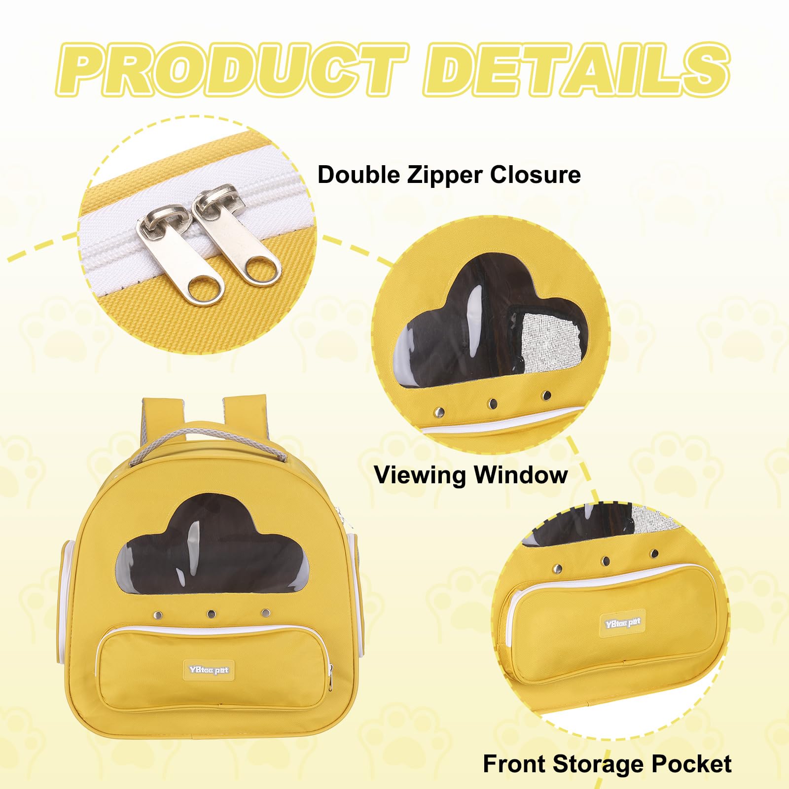 sourcing map Katzenrucksack, großer Platz und atmungsaktiv, Haustier-Wanderrucksack, Reiserucksack für Katzen oder kleine Hunde, Welpen, geeignet für Wandern/Camping/Reisen (Gelb, 38,1 x 25,4 x 38,1