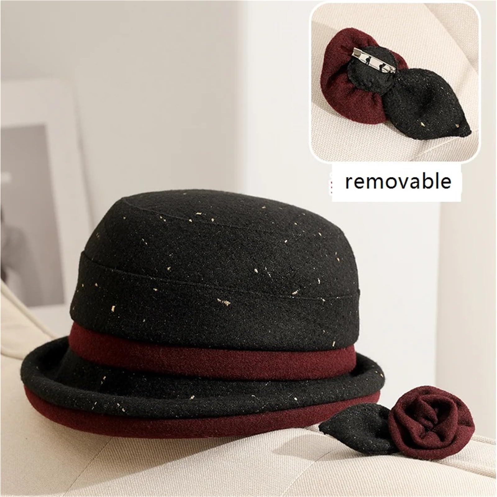 Cappelli a secchiello moda invernale Cappello a cloche in feltro donna Fedora in lana da Cappello stile bombetta
