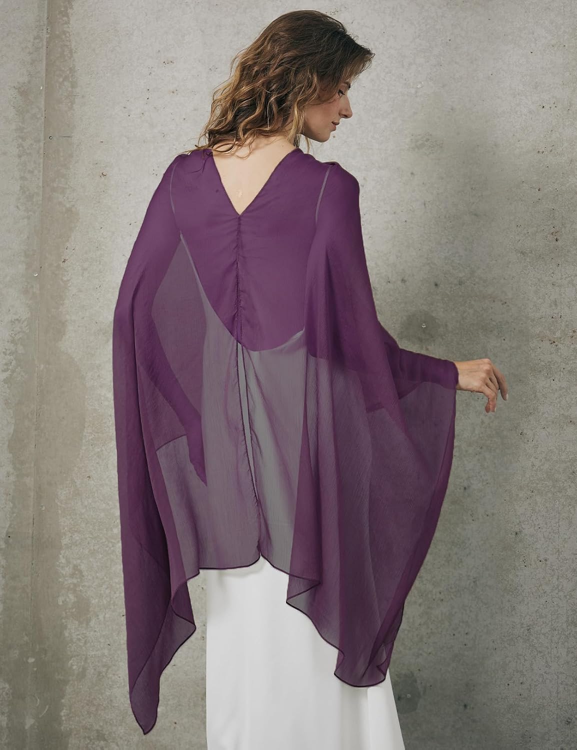 BEAUTELICATE Sheer Bridal Shawl for Wedding Dress 3 Multi-ways Shawl Bridesmaids Capelet Scarf - Image 3