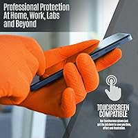 Vista 6 de MED PRIDE Maxx Strength - Guantes industriales de nitrilo naranja, 8 mil de grosor, textura de diamante, desechables, resistentes, resistentes a