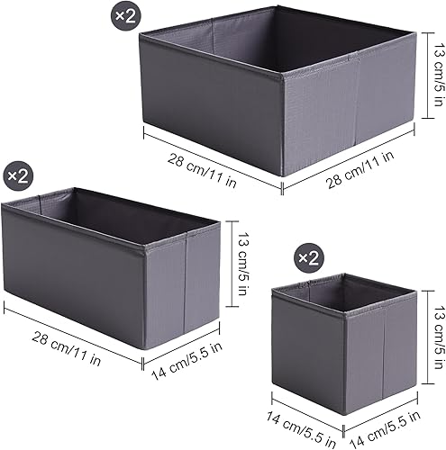 Miniatura 2 de TYEERS Organizadores de cajones, tela duradera, lavable, con tablas de soporte base, cajas de almacenamiento pequeñas para baño, armario, aparador,