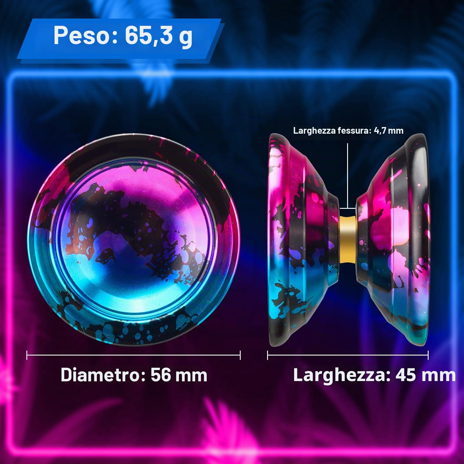 FETESNICE 1.No Yoyo professionale per adulti - Set di yoyo in metallo reattivo e non reattivo per principianti e giocatori avanzati, include 10 corde, guanto e borsa per il trasporto (nero, blu, rosa)