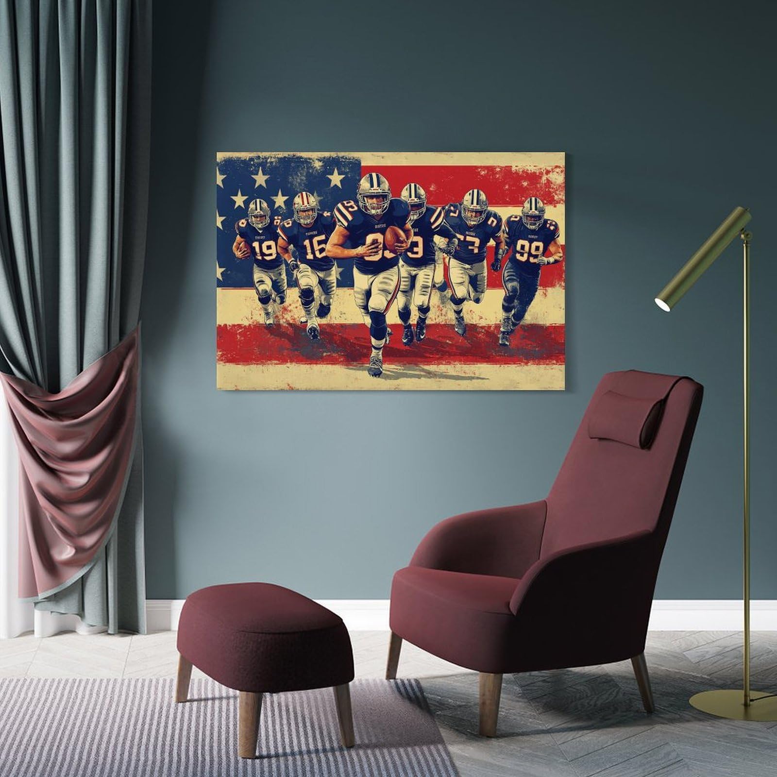 ZHUICHENG Squadra di calcio Quadro Su Tela/Rivestimento Rugby Murale–Poster Artistico 3D Per Cucina&Ufficio. Dipinto Su Tela Anti-Macchia&Facile Manutenzione,Design Funzionale 20x30inch(50x75cm)