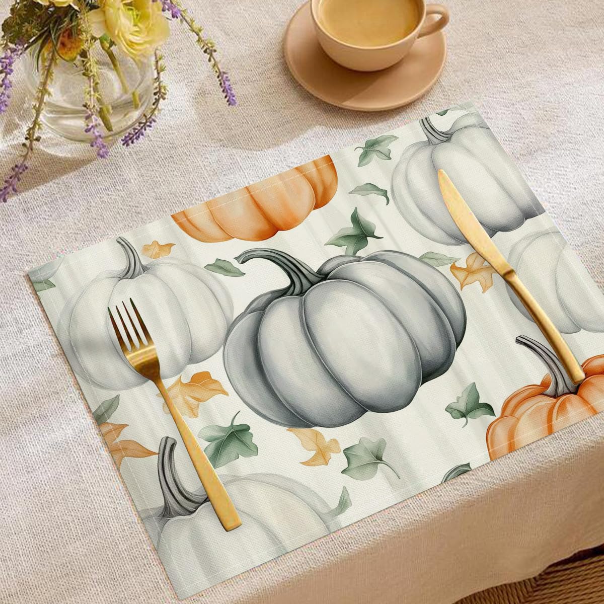 Set de table gothique haut de gamme en lin de coton aux finitions soignées