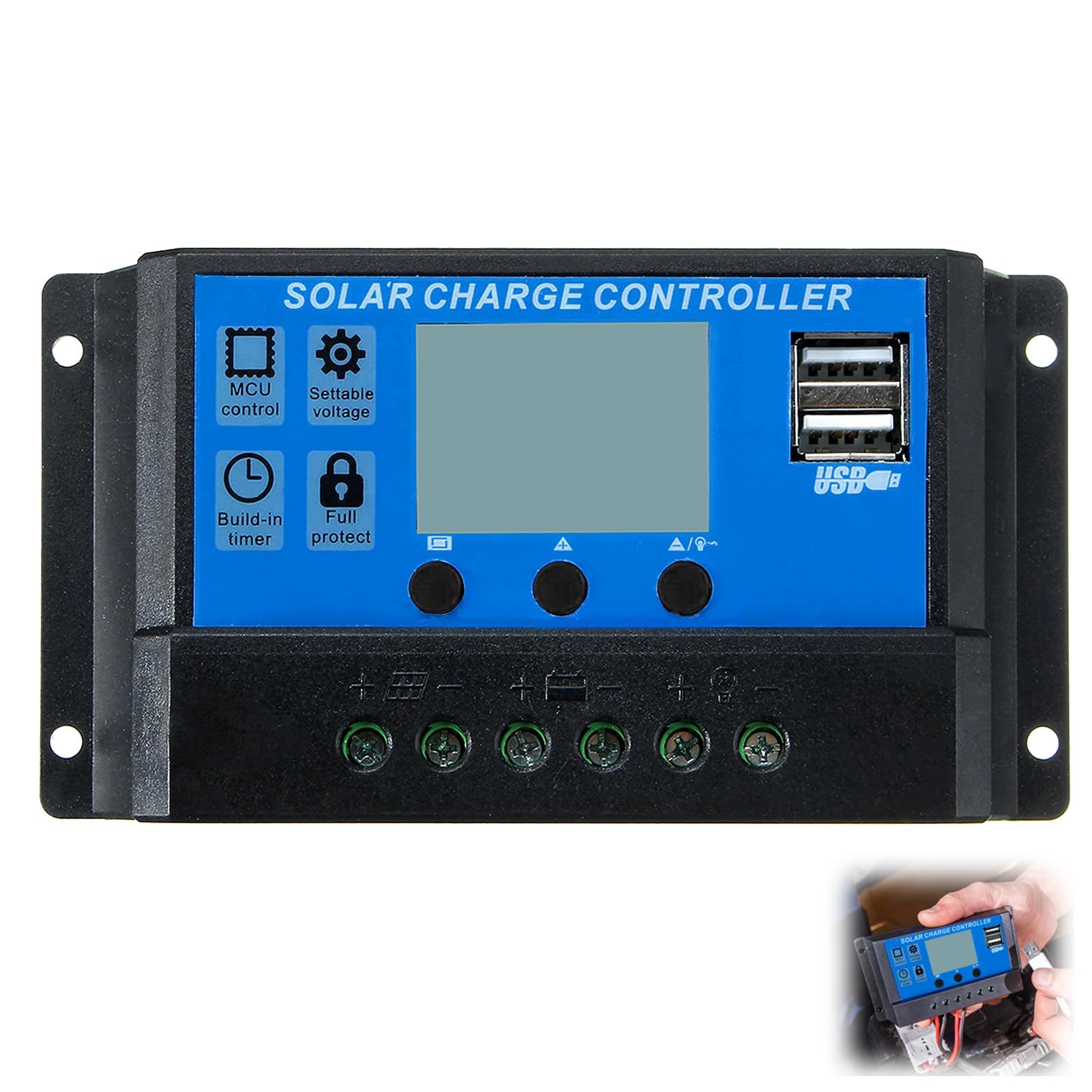 [Upgraded]Solar Charge Controller, 30A Solar Panel Controller 12V/24V PWM Auto Parameter Adjustable LCD Display Solar Panel Battery Regulator with Dual USB Port-image-9