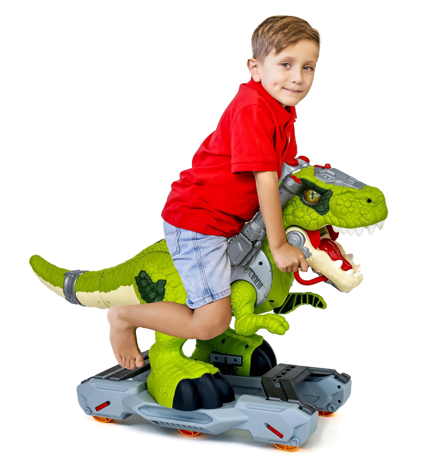 (Similar item). Premium Dinosaur Ride-On Scooter for Toddlers – Electric Push & Ride Foot-to-Floor Sliding Rideable Toy with Music, Lights, Mist Spray for Boys & Girls - Green