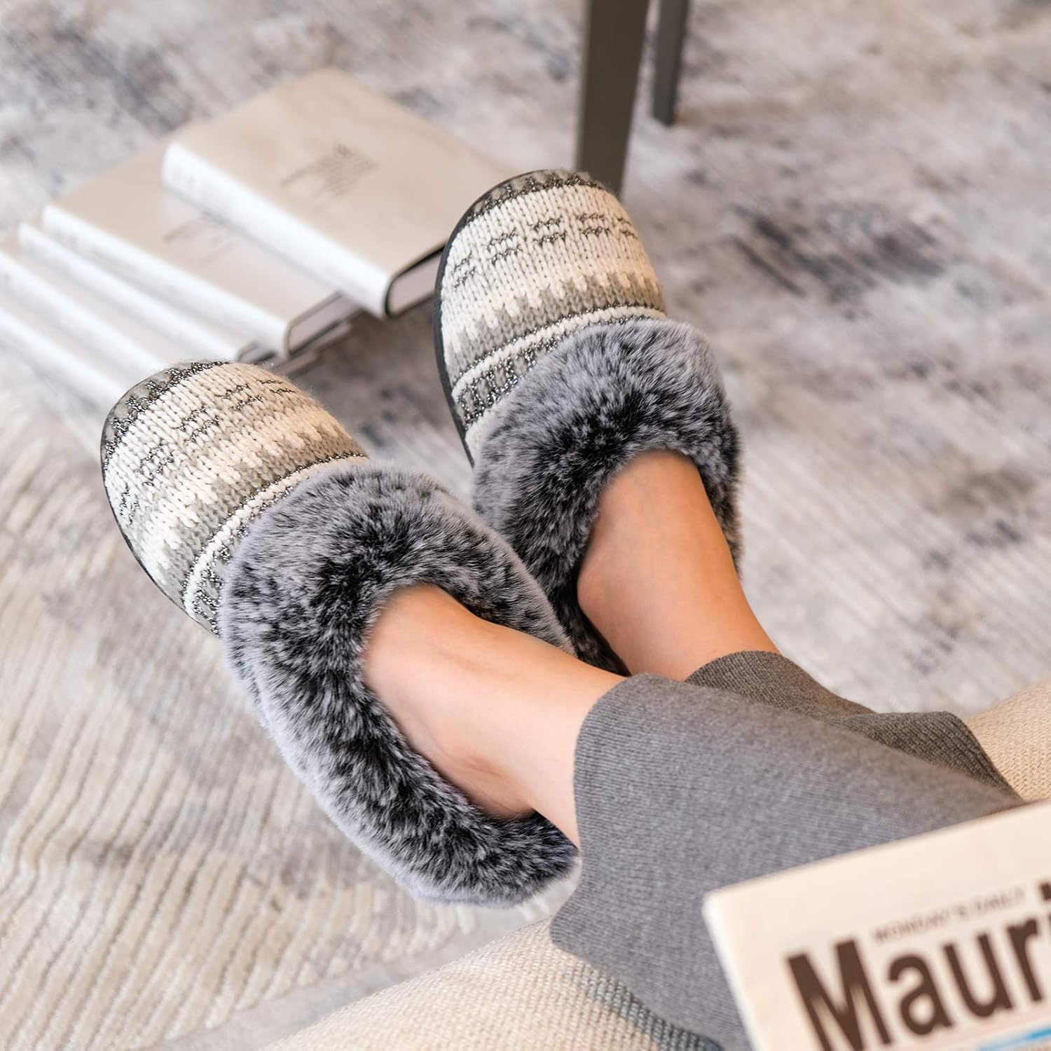 DL Women's Memory Foam Moccasin Slippers Micro Suede with Breathable Faux Fur Lining Slip On House Shoes Micro Indoor & Outdoor - Image 7