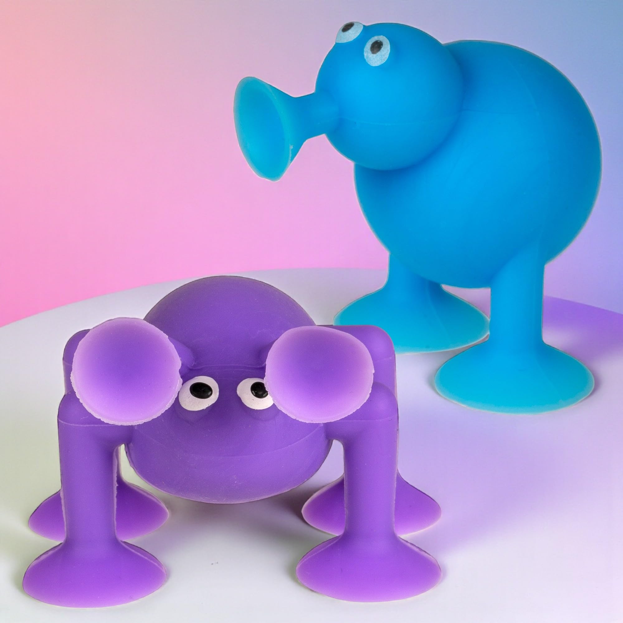 MIJOMA Silly Suction Animals zestaw 3 zabawnych ssących zwierząt z TPR, kolorowe mieszane, ok. 5 x 7 cm – zabawka sensoryczna, redukcja stresu, figurki zwierząt Fidget, modele losowe