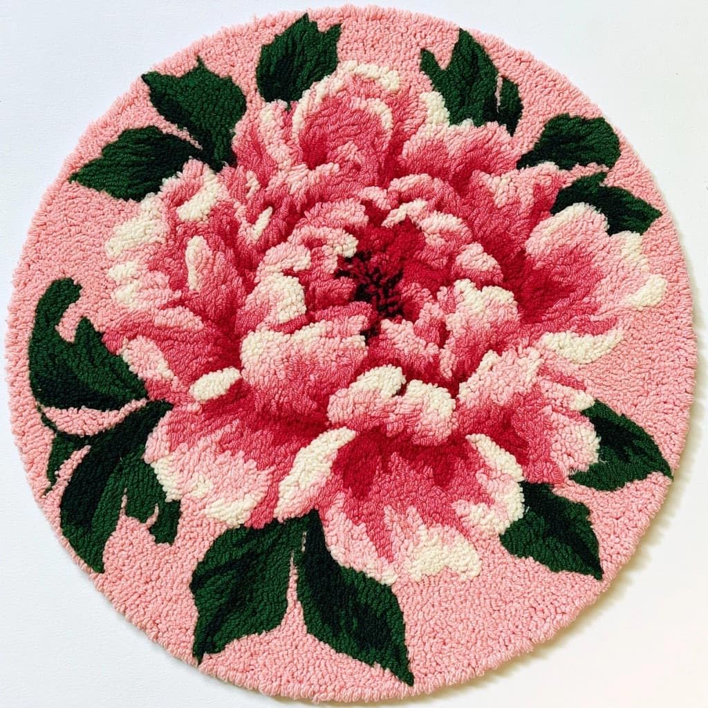 AMBATTERY Latch Hook Rug Kit Latch Hook Kits for Adults,Peony Flowers