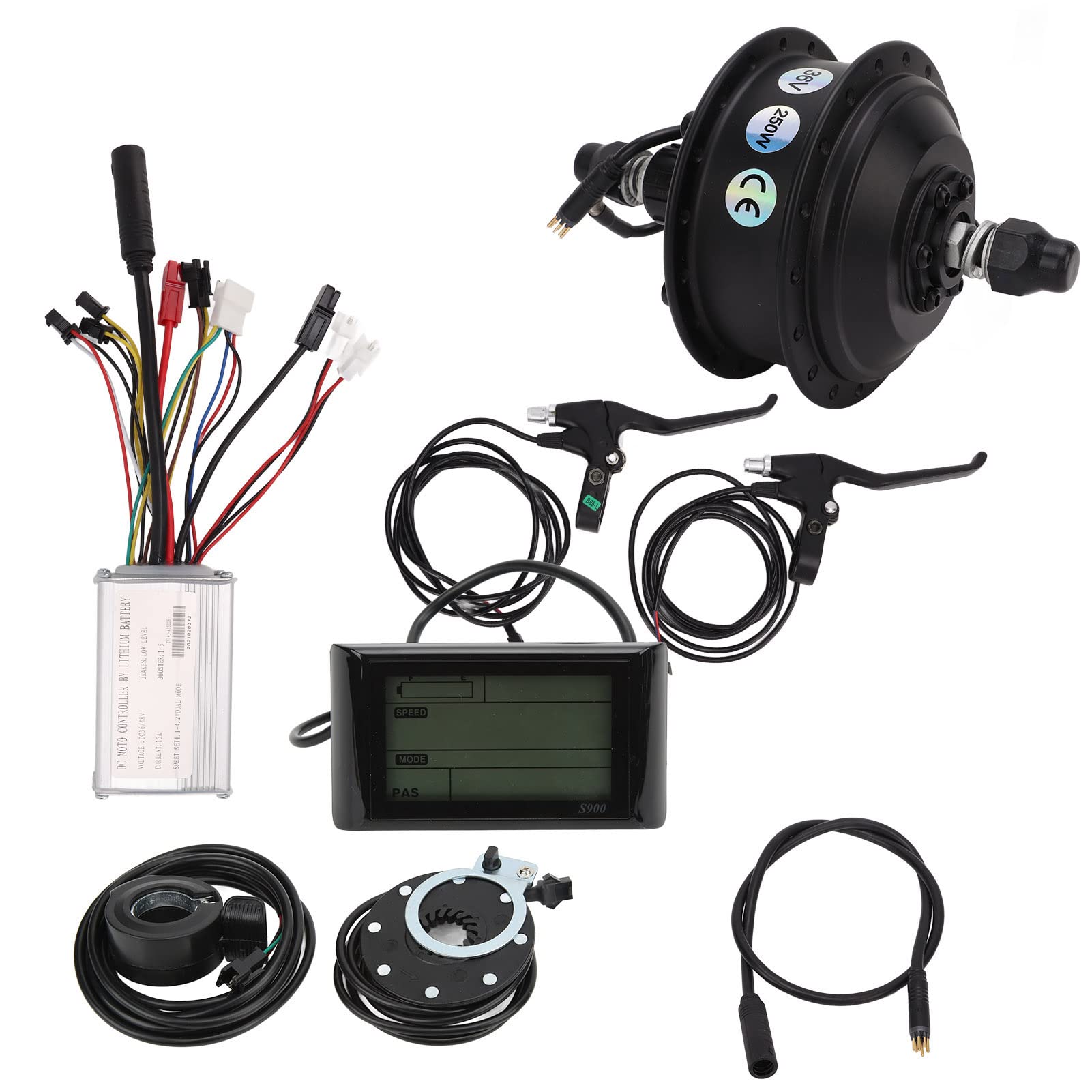 36V 250W zestaw do konwersji roweru elektrycznego 15A kontroler S900 Panel LCD kaseta zestaw do silnika piasty napędu tylnego (Do szprych kół 28/29 cali 700C)