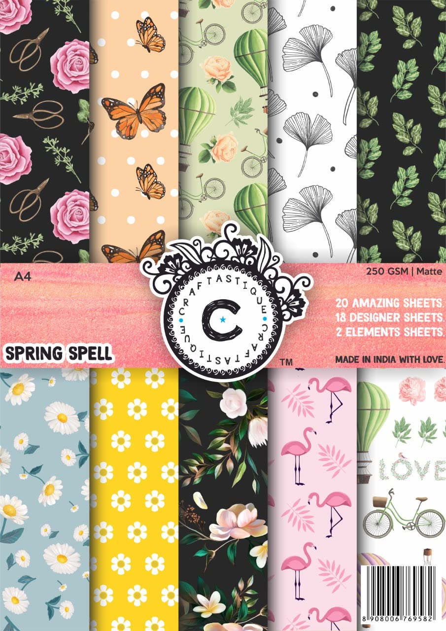 Craftastique Pastel Scrapbooking Paper (20 Sheets | 250 GSM) - A4 | Matte Rectangular Sheets for Scrapbooking & Card Making