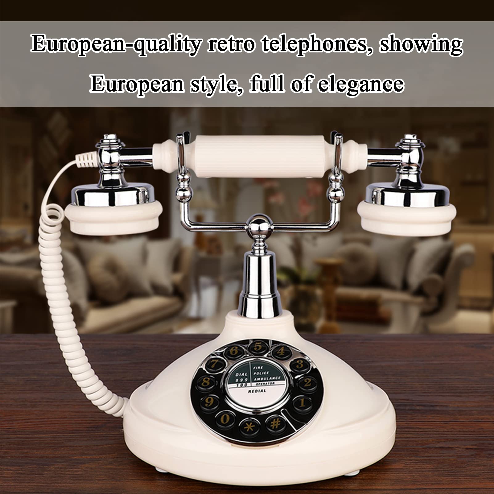 Europejski telefon retro Telefon stacjonarny Home Office Amerykański Antyczny Kreatywny Modny Retro Dzwonki ，Telefon w stylu vintage(Button)