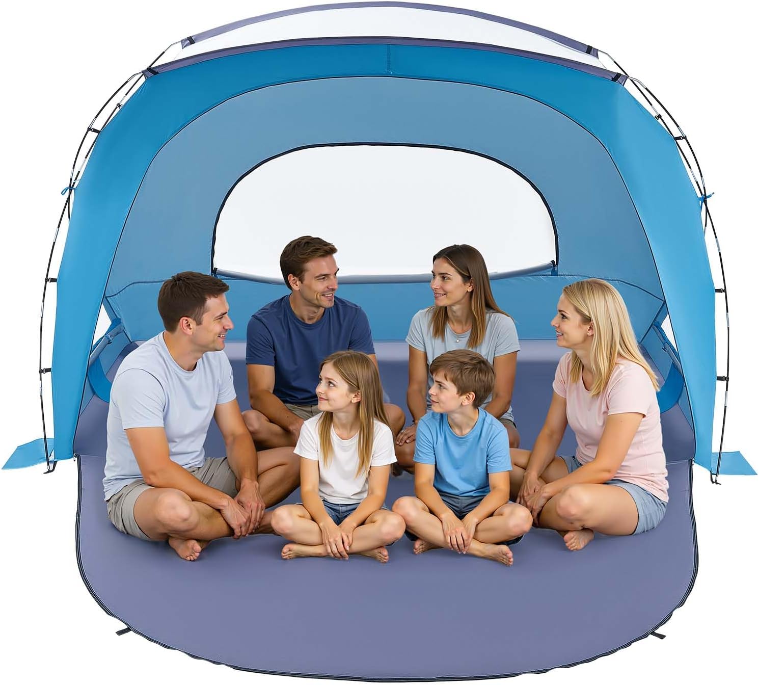 VEVOR Beach Tent Sun Shelter for 6 Person, UPF 50+, Portable Sun Shade Beach with Carrying Bag & Sand Pockets, Lightweight and Easy Setup Beach Umbrella for Family Camping Outdoor Picnic