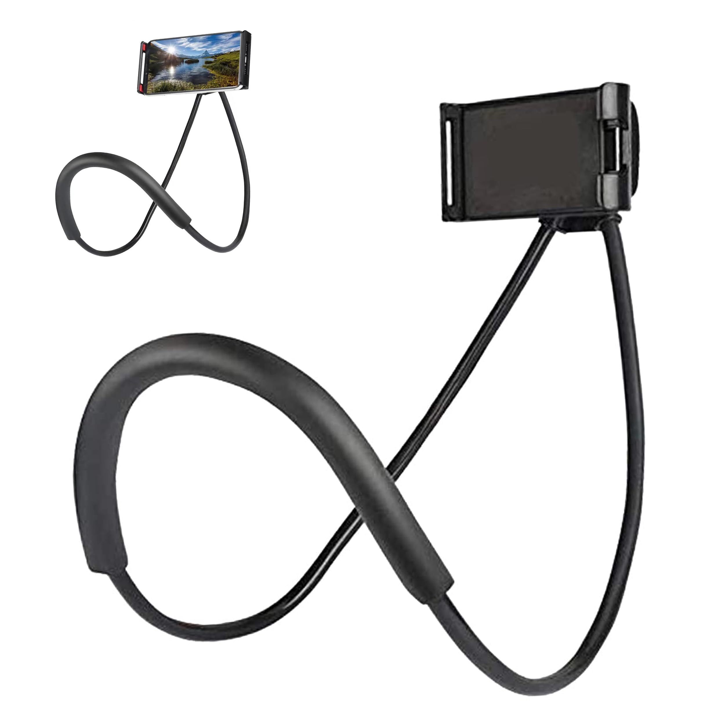 Sounce Lazy Neck Phone Holder Neck Hanging Mobile Cell Phone Stand 360 Rotating Flexible Long Arms Stand Clip Holder Compatibl with 4-7 Inches Smatphones - Black-image-10