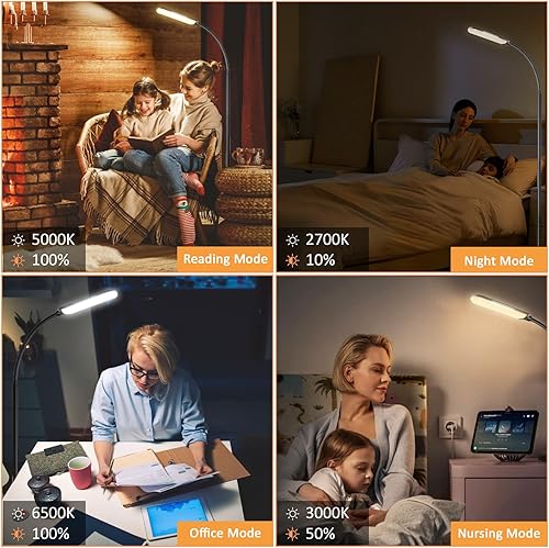 Miniatura 7 de Lámpara de pie, brillante lámpara LED de pie de 18 W para sala de estar, control remoto y brillo ajustables con interruptor de encendidoapagado,