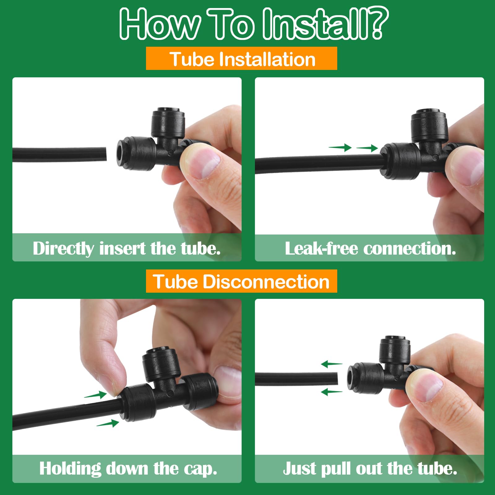 Raccordi per irrigazione a goccia da 1/4 di pollice, 40 pezzi di collegamento push-to-fit per tubi di irrigazione da 1/4", kit di connettori a goccia per sistema di irrigazione da giardino e