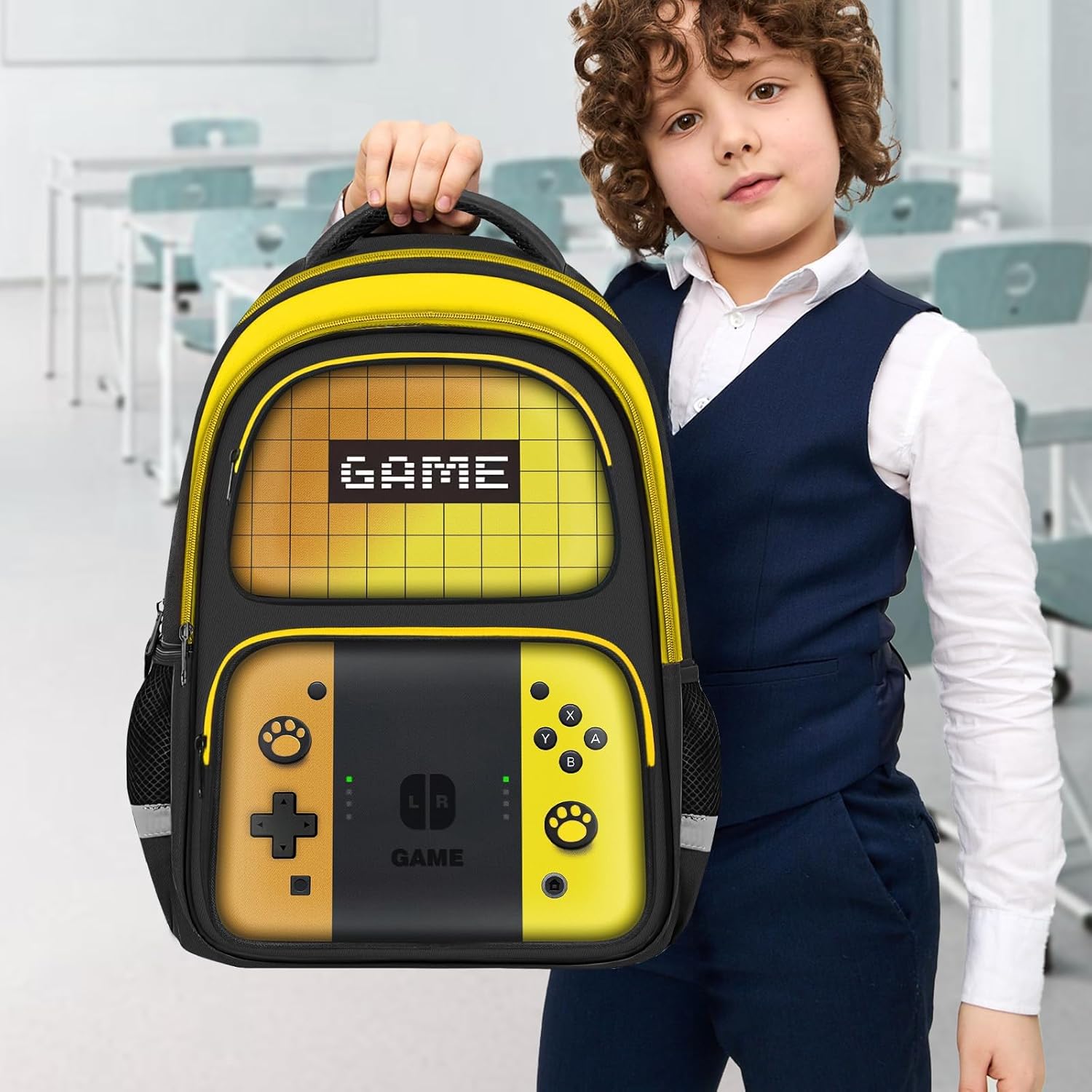 Kids Backpack For Boys，Gamer Boys Backpack For Children Teens Elementary Middle School, 17″ Students Bookbag - Image 5