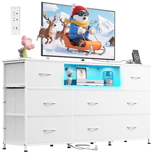 WLIVE White Dresser TV Stand for 50, 55, 65 inch
