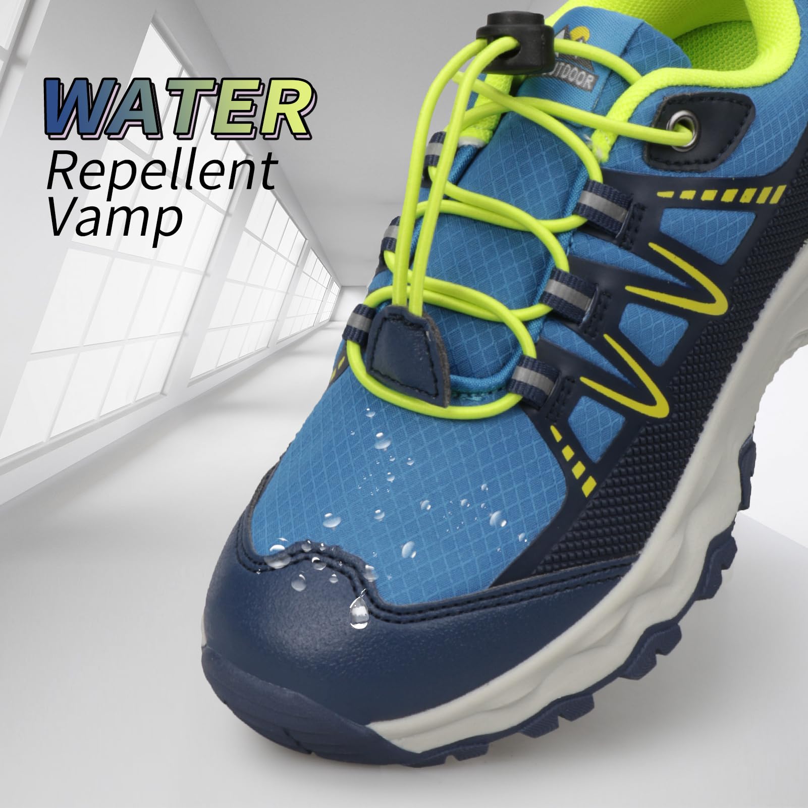 Eggseed Kids Boys Running Shoes Waterproof Non-Slip Breathable Comfortable Outdoor Hiking Walking Sneakers,Royal Blue Green,12.5 US Little Kid