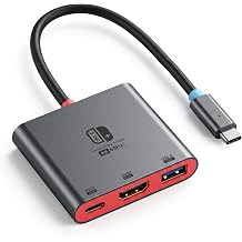 Portable TV Dock Designed for Nintendo Switch & OLED, 4K@60Hz HDMI Adapter Hub with 100W PD Charging & 5Gbps USB 3.0, Compact Travel Docking Station Compatible with Steam Deck & Handhelds