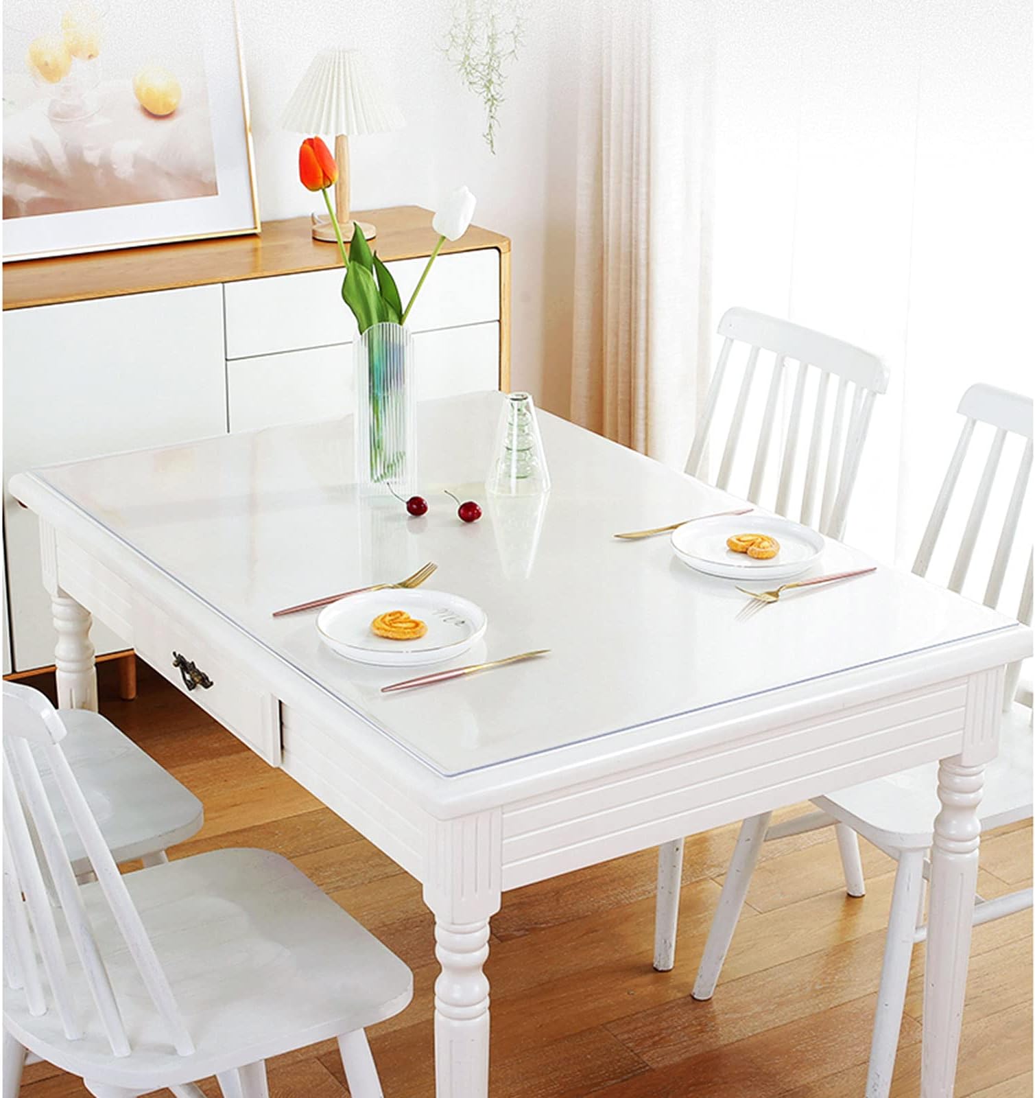 Table Cloth Rectangular, Washable Transparent PVC Table Cover, Household Non-Slip Protector Pad, 2mm Thick Durable Tablecloth, Used for Outdoor, Party, Banquet,110x150cm/43.3 * 59in
