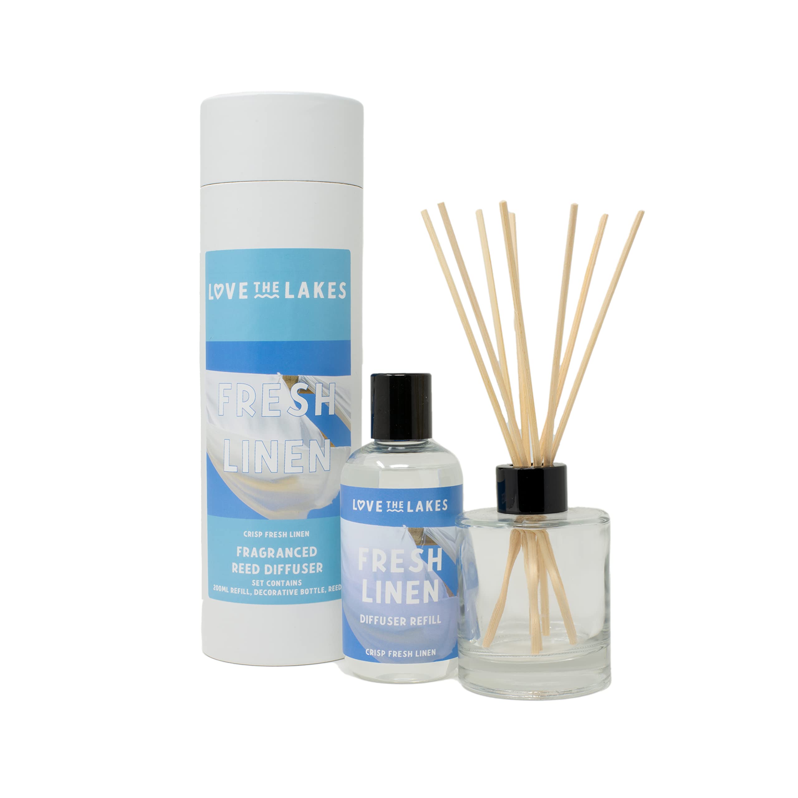Love the Lakes Fresh Linen Reed Diffuser Set 200ml
