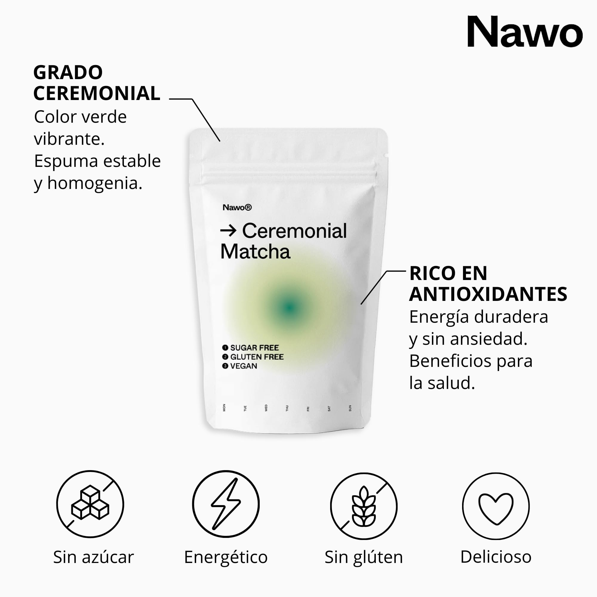 Matcha Ceremonial Barista 250g – Té Verde Puro en Polvo – Primera Cosecha – Sin Amargor – Latte, Cafeterías y Uso Profesional – Analizado en Laboratorio – 100% Natural – Sin Azúcar – NAWO® Matcha