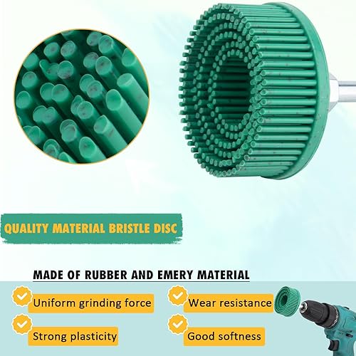 Miniatura 4 de Disco de cerdas abrasivas de grano de cerdas de 2 pulgadas, 6 piezas de disco de cerdas Roloc grado 50 # 80 # 120 # con disco de eliminación de