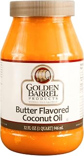 Golden Barrel Butter Flavored Coconut Oil 32 oz - Dairy-Free Butter Substitute for Popcorn & Baking