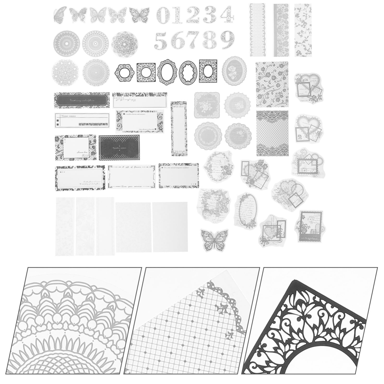 DOITOOL 3 Sätze Pet Scrapbook Lace Dekorative Aufkleber Hochwertige Papier Rückenaufkleber Für Scrapbooking Tagebuch Diy Projekte Fotoalben Und Karten Dekoration 100 Stück * 3