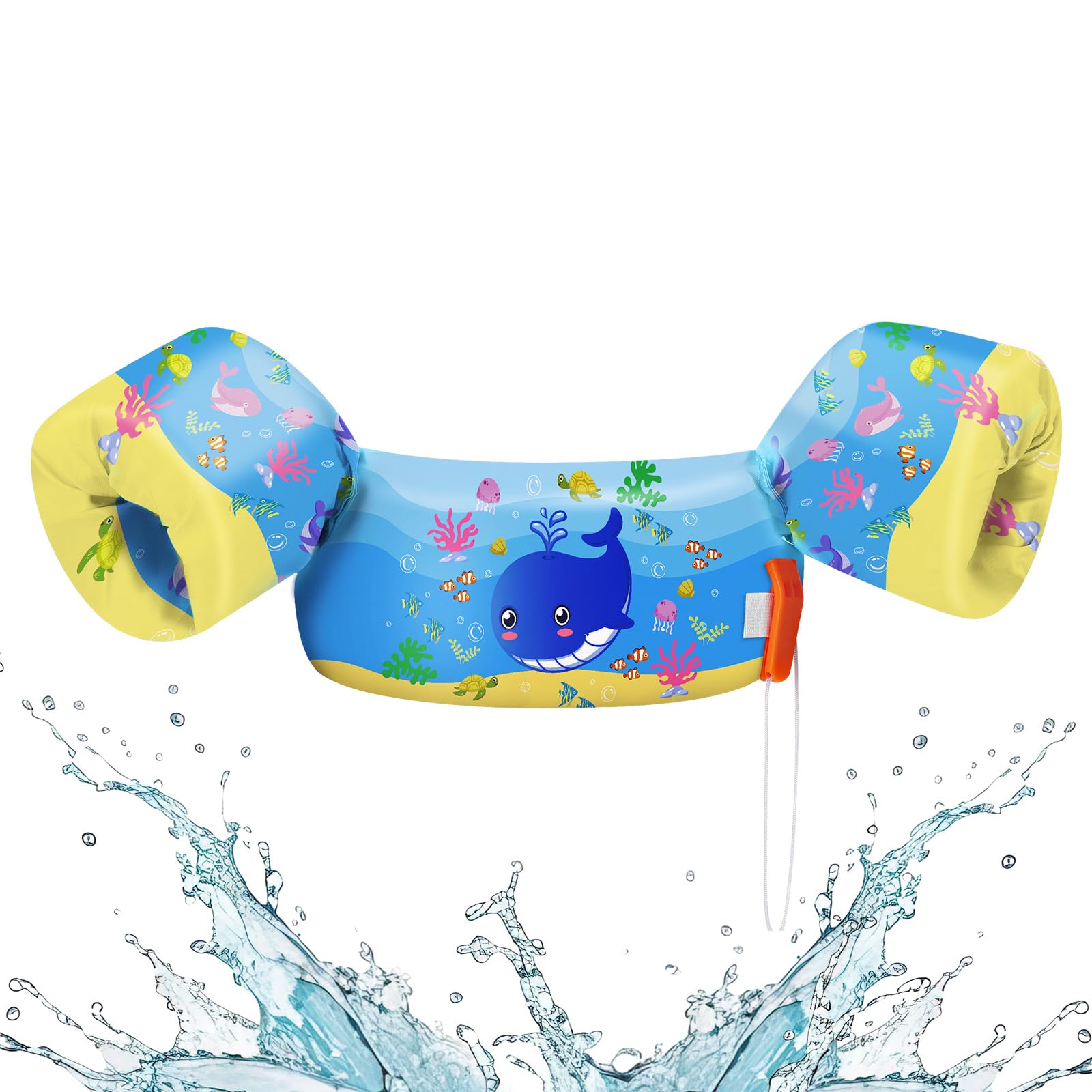 HeySplash Swim Vest for Kids, Toddler Pool Floaties Fit 22-44 Lbs, Puddle Jumper with Adjustable Strap, Swim Jacket Water Wings Arm Float, Sea Beach Boat Swim Aid for Boy Girl Baby 2-6 Year