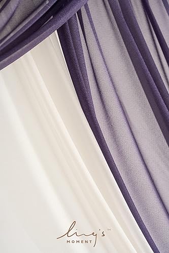 Miniatura 4 de Ling's Moment Kit de 4 flores artificiales para arco de boda, 2 unidades, arreglo floral colgante, 2 cortinas de gasa, ceremonia, recepción, telón