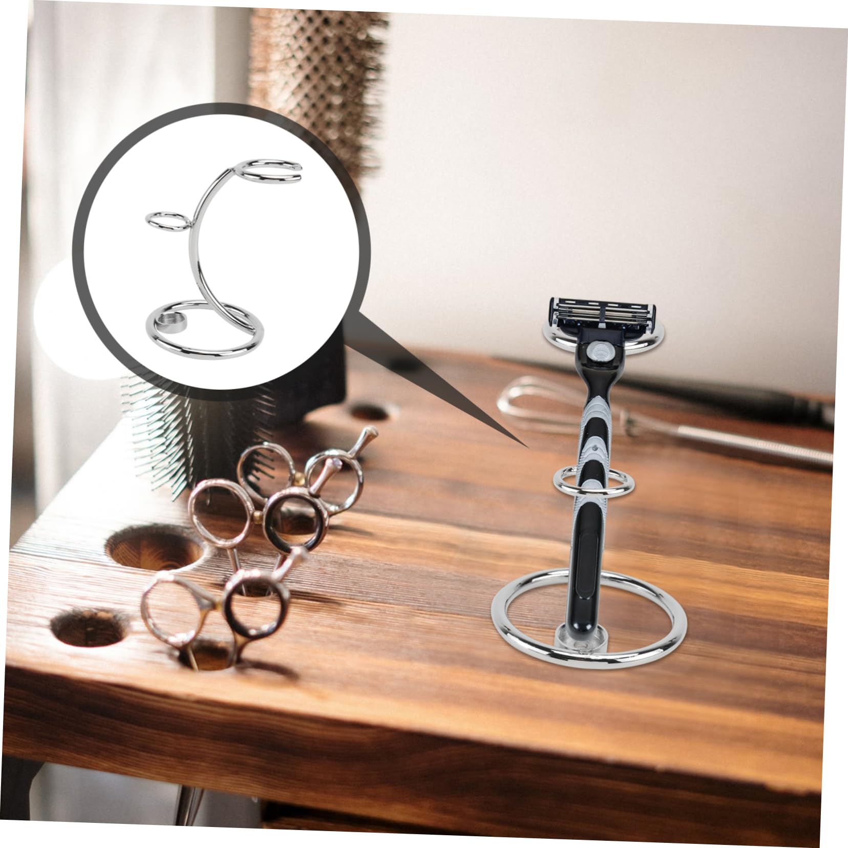 FOMIYES 2pcs Shaving Brush Storage Rack Razor Brush Stand Shaving Tools Racks Metal Razor Holder Stand