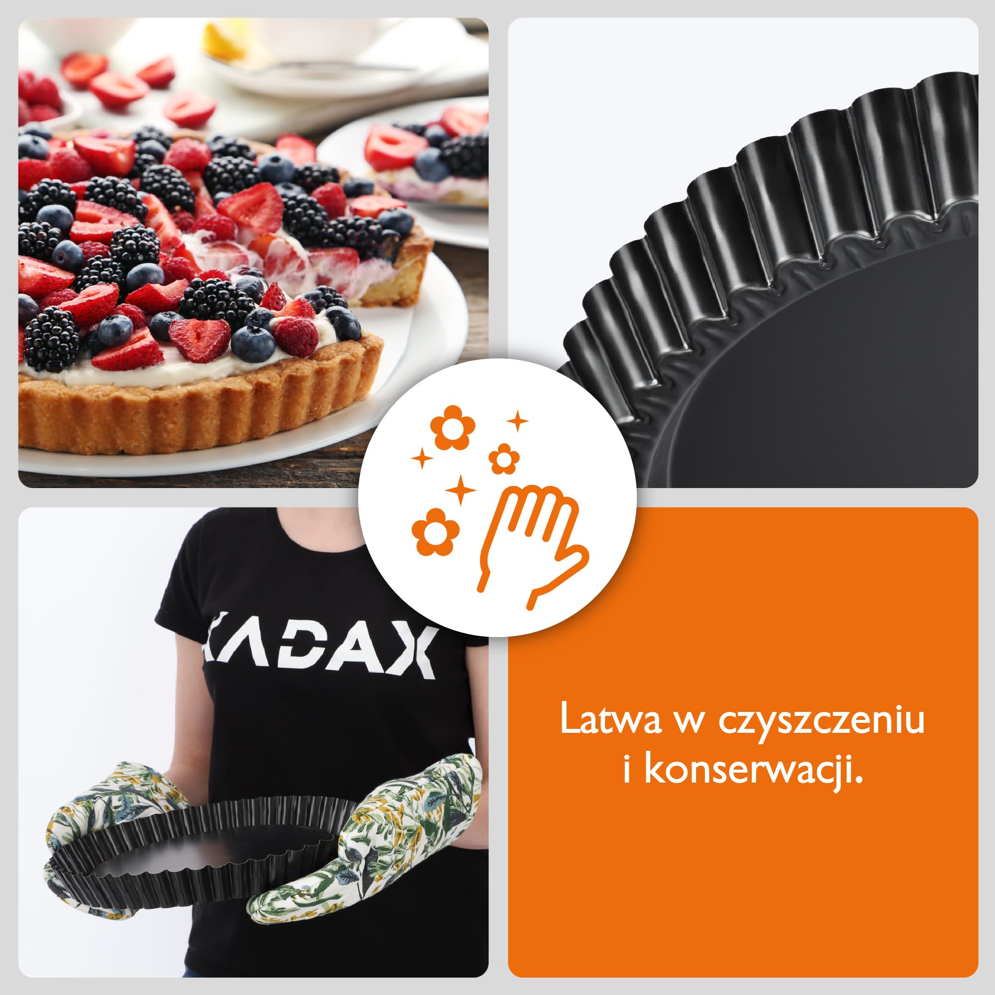 KADAX Foremka do tarta, do tarta, tortelety, z ocynkowanej i nieprzywierającej warstwy blachy, w 3 rozmiarach, okrągła forma do tortu owocowego (Ø 30 cm, czarna)
