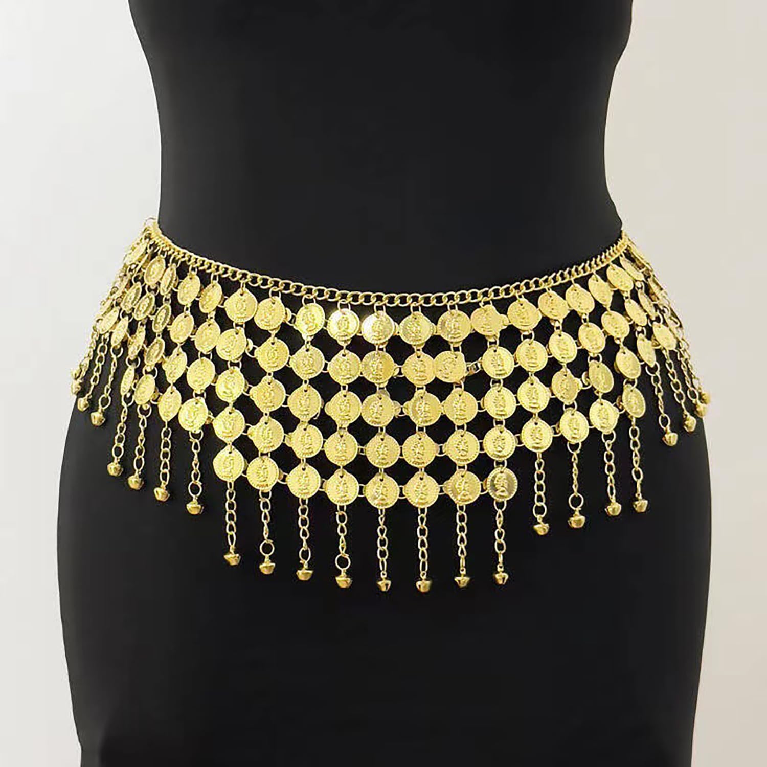 Cielary Coins Belly Dance Hip Scarf Belt Halloween Costume Accessory Waist Chain - Image 7