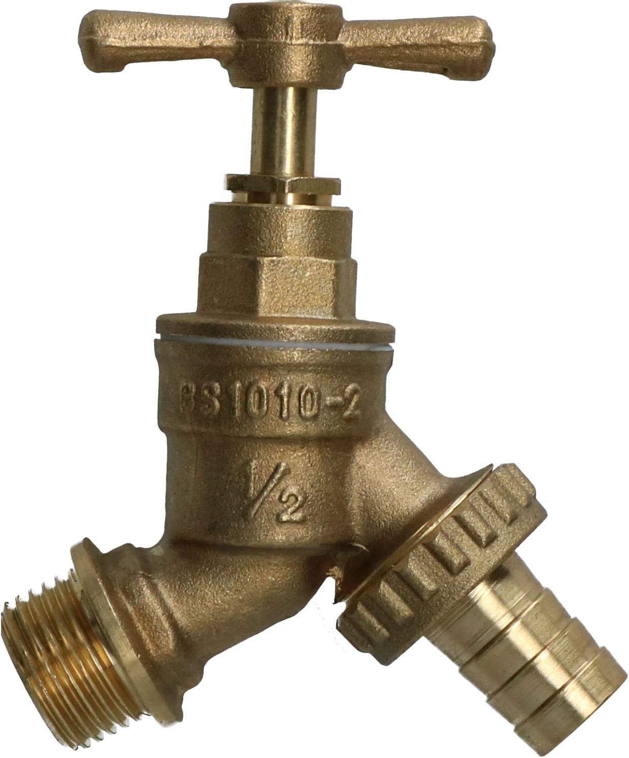 1/2" (15mm) Hose Union Bib Tap Brass Outdoor Water Supply Weather-Resistant