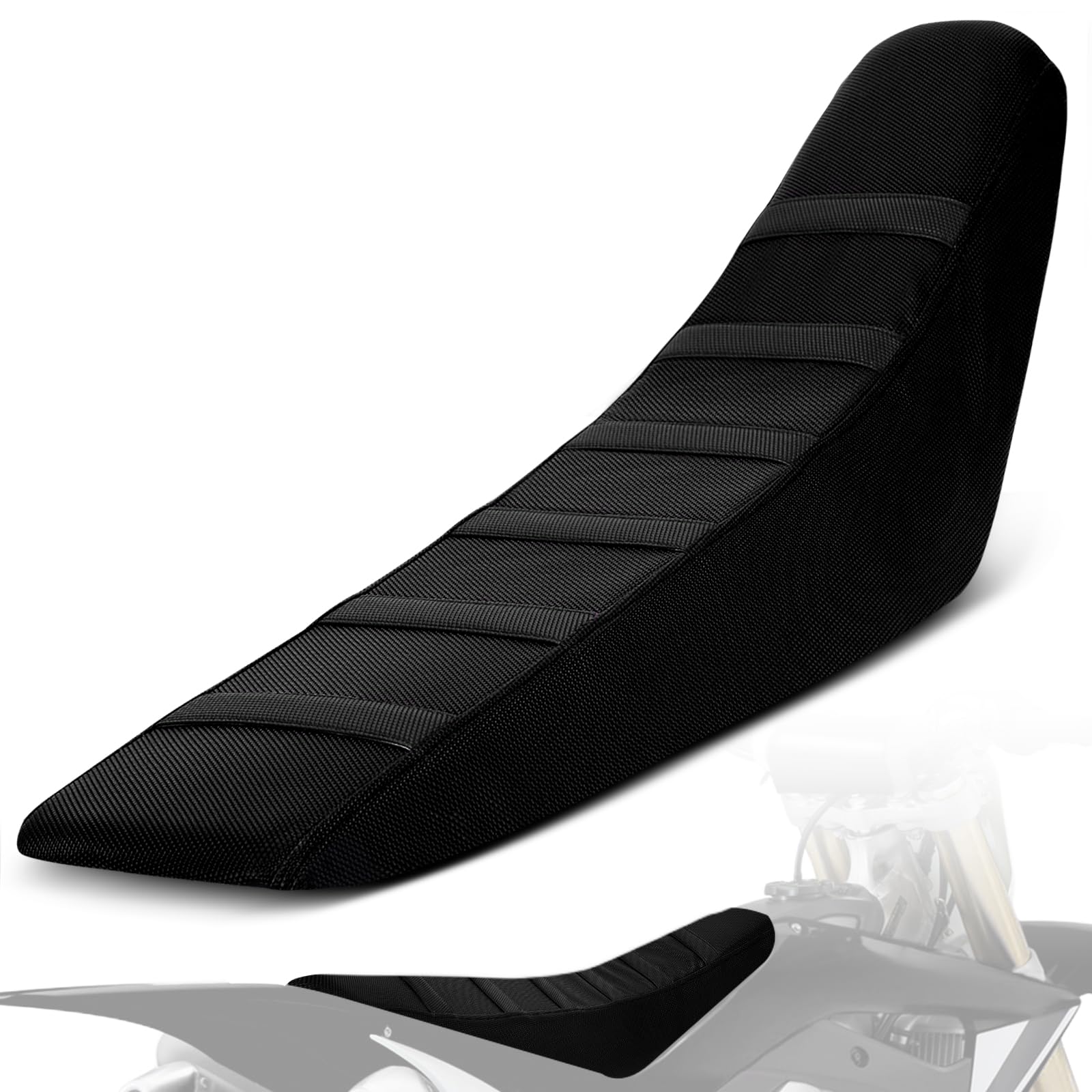 Motorcycle Soft Seat Cover Gripper Non-Slip Seat Cover Universal for Dirt Pit Bike Dual Sport Enduro Motocross Black