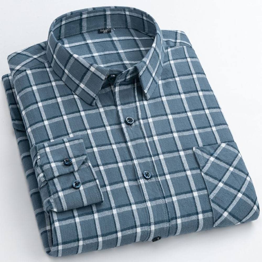 Camicia in Cotone A Maniche Lunghe da Uomo,Camicia Casual da Uomo A Maniche Lunghe, Camicia Casual Scozzese da Uomo in Flanella Camicie Casual A Maniche Lunghe con Tasca sul Petto Camicia in Co