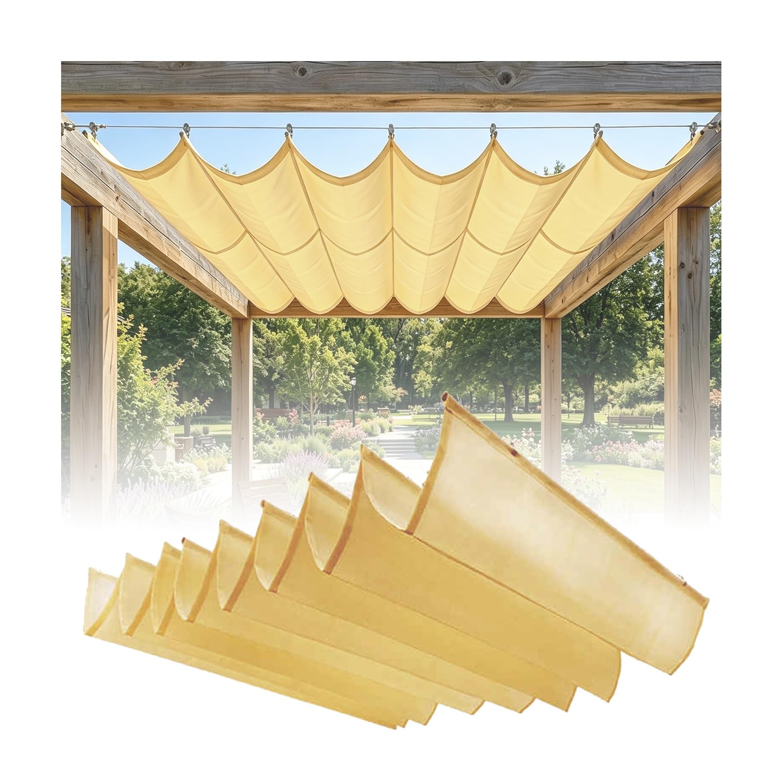 YFAURNDE Wave Sun Shade, Retractable Sun Shade Canopy Cover, Balcony Deck Wave Awning, Includes Mounting Hardware; Suitable for Backyards, Patios, and Sunrooms.(W:1.6m/5.24ftxL:15m/49.2ft)