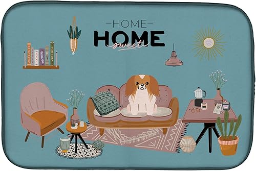 Miniatura 545 de Caroline's Treasures CK7824DDM - Tapete absorbente para secado de platos con diseño de bulldog inglés, rojo y blanco, para encimera de cocina, 14 x