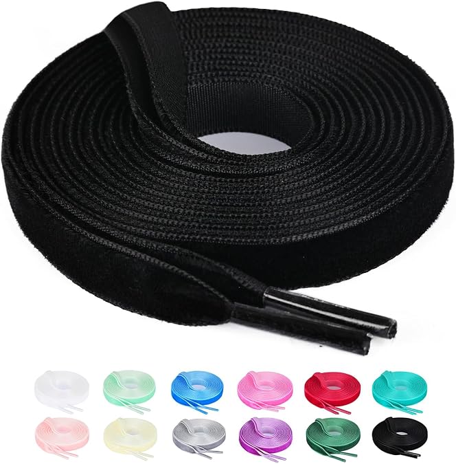 Booyckiy 2 Pairs Flat Velvet Shoe Laces for Women, 2/5 Fashion Shoelaces | Replacement laces, fits for men women, for sneakers, athletic/sports/casual shoes and high tops