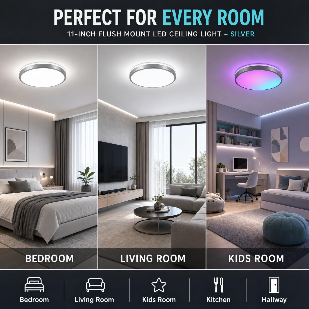 Plafonnier LED 24W Bluetooth Haut-Parleur 2000 Lumens Ø30cm Dimmable avec Télécommande