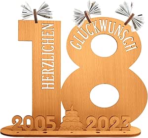 RICHDMI Geburtstagskarte, Gästebuch 18 Geburtstag Holzschild, 18