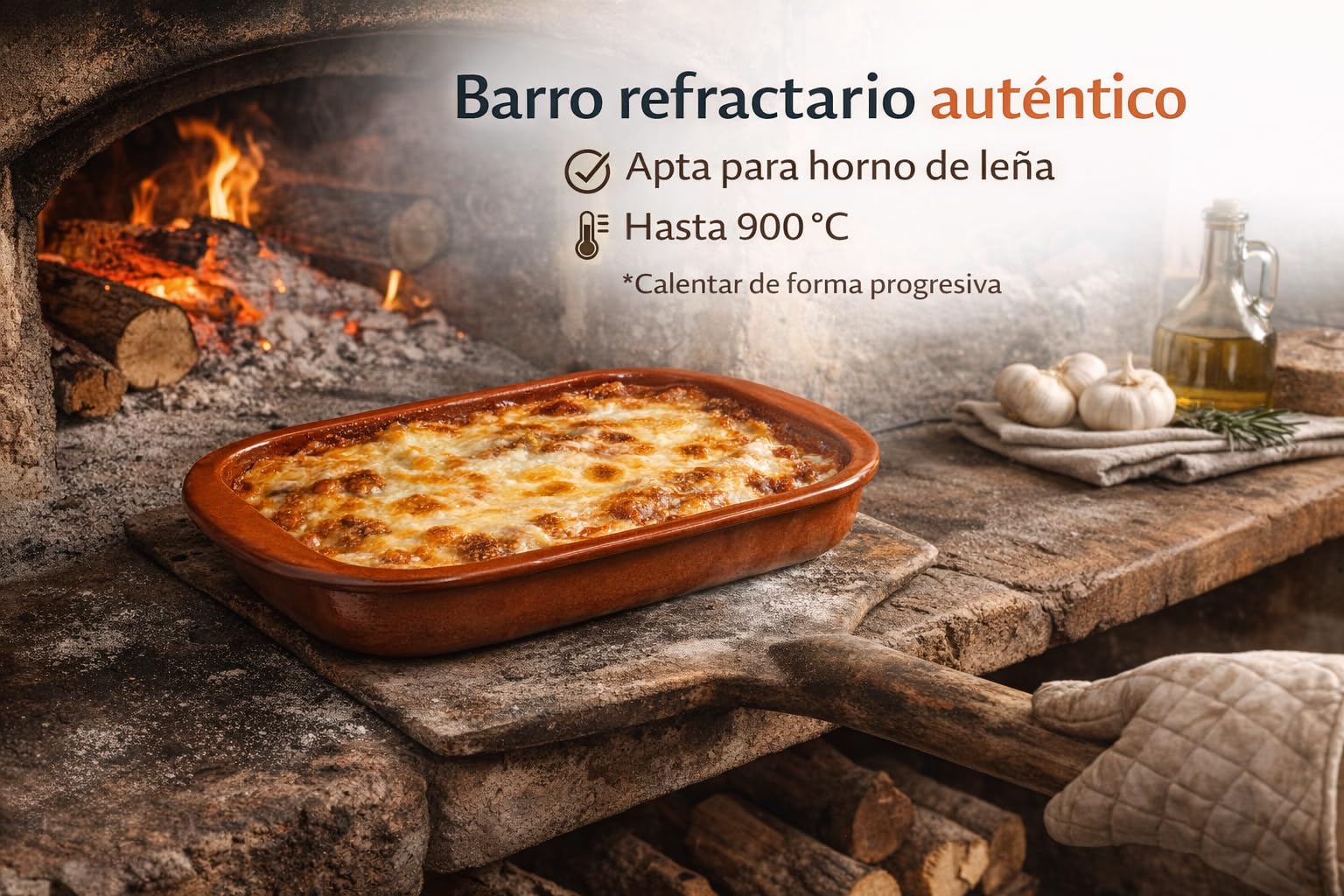 Fuente de Barro Refractario para Horno 40x26 cm (3 L) – Bandeja Rectangular con Asas, Cerámica Esmaltada Vitrificada para Asados, Lasaña y Canelones – Apta Microondas, Congelador y Lavavajillas